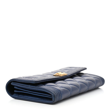 Chanel Metallic Lambskin Quilted Large Boy Gusset Flap Wallet Blue 4 of 8