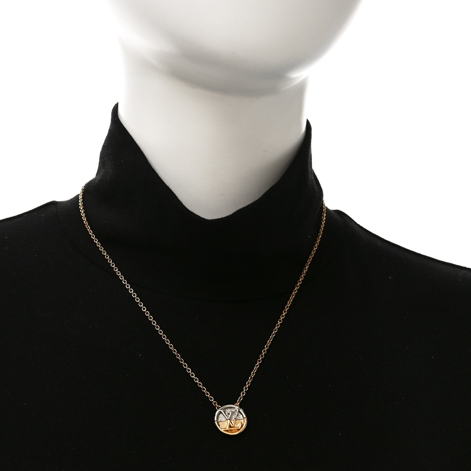 Louis Vuitton Metal L to V Necklace Gold Silver 2 of 6