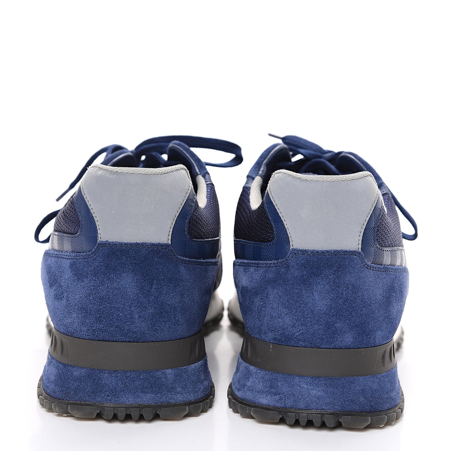 Calfskin Suede Damier Run Away Sneakers 10 Blue