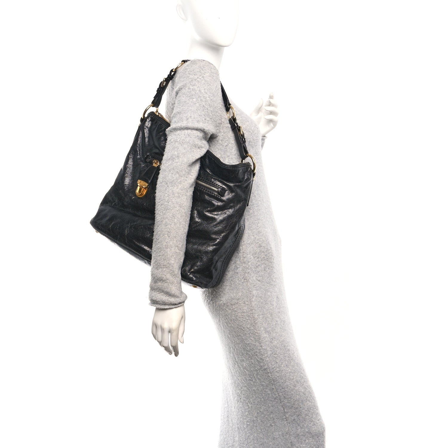 Prada Vitello Shine Hobo Black 2 of 12