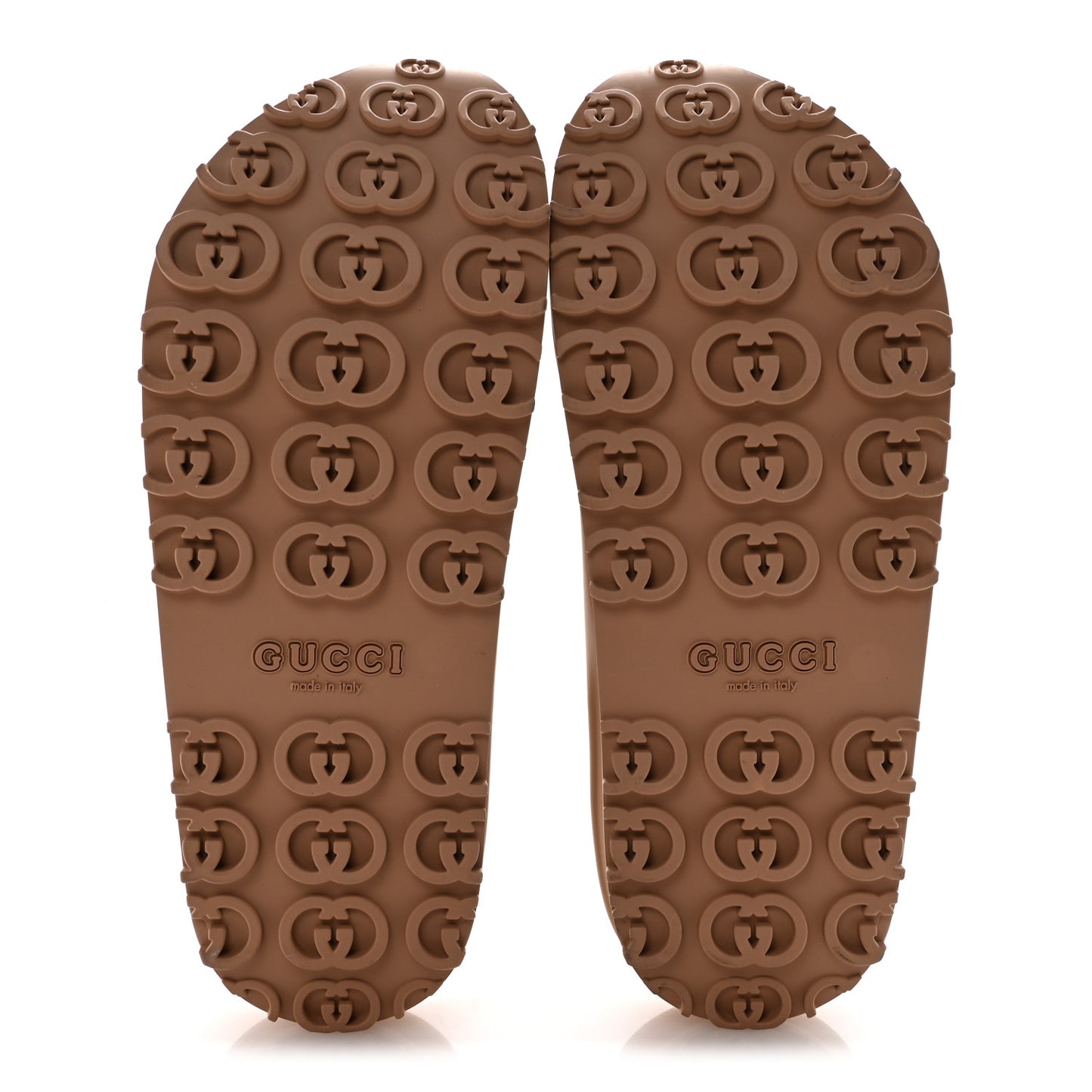 Soft Rubber Mens Interlocking G Platform 42mm Slide Sandals 9 Vintage Camel
