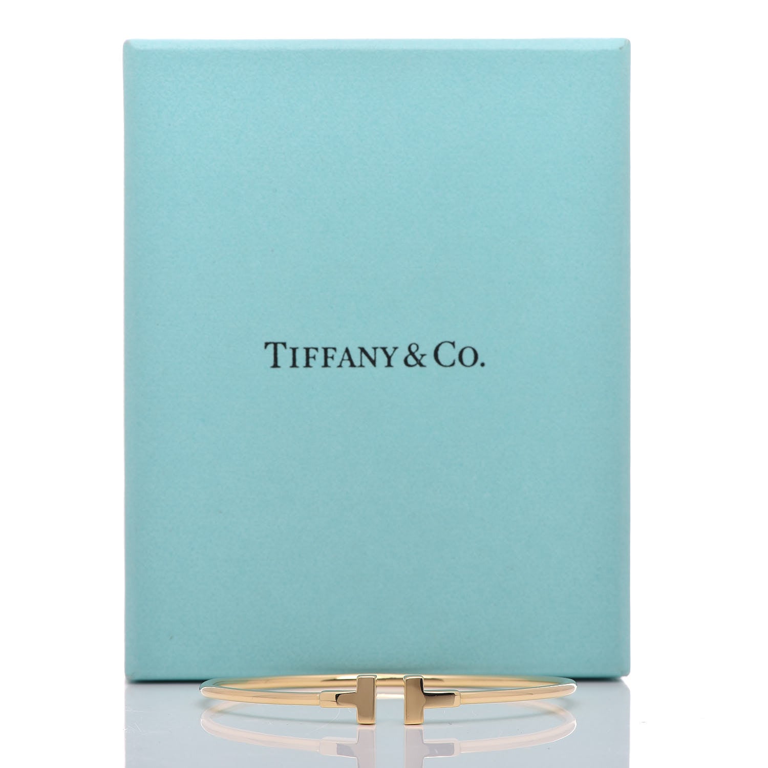 Tiffany 18K Yellow Gold Narrow T Wire Bracelet 5 of 5