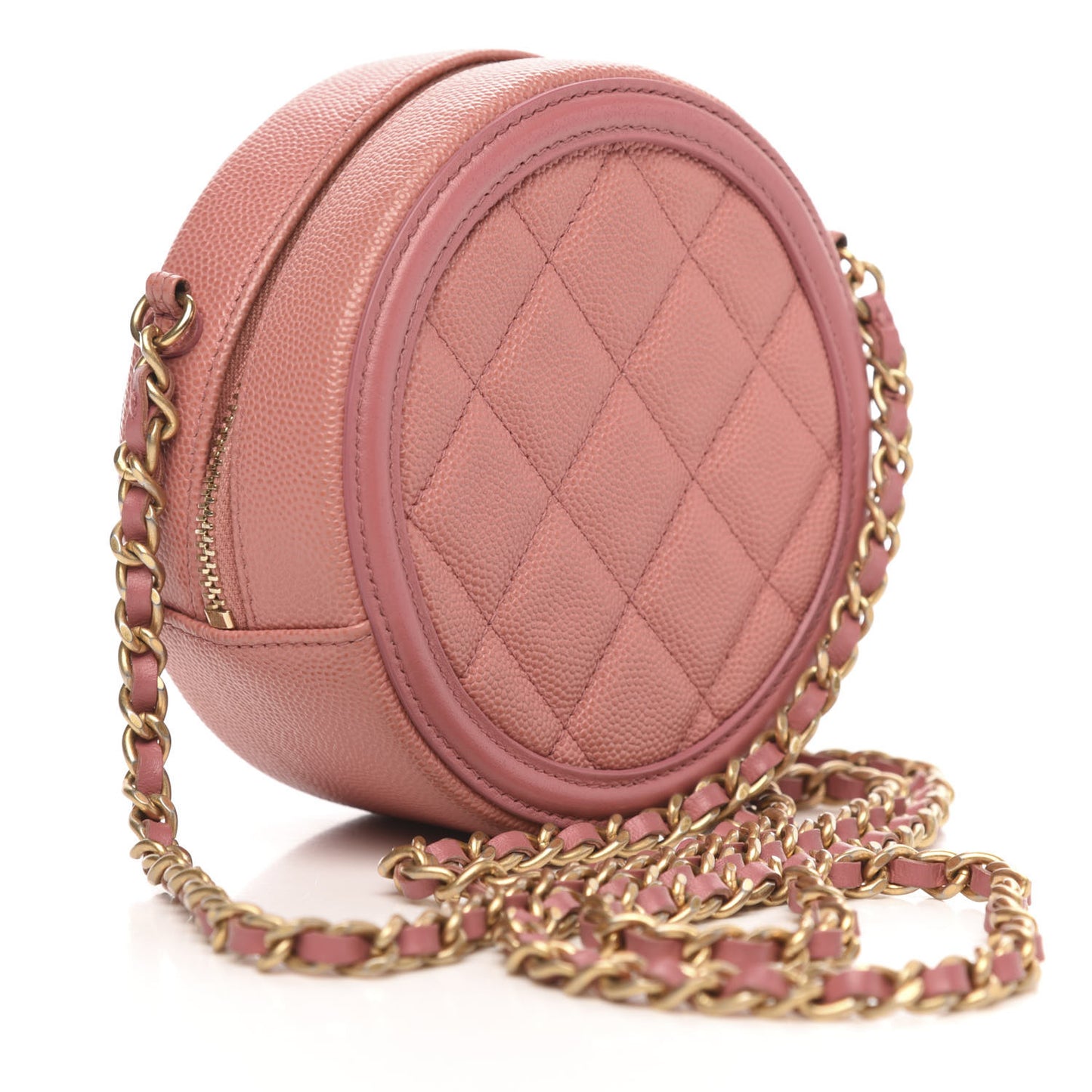 Caviar Quilted Round Filigree Crossbody Pink
