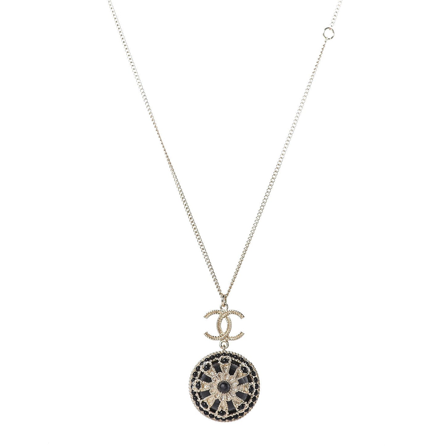 Crystal CC Roman Palace Dome Long Necklace Gold