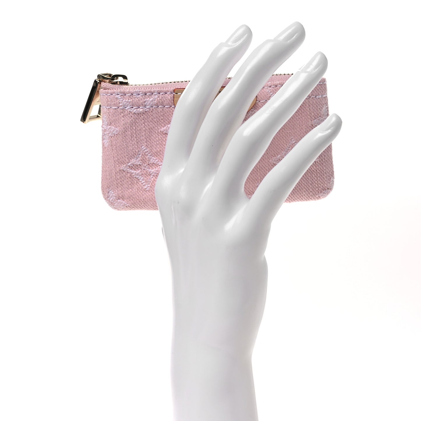 Monogram Denim Key Pouch Washed Pink