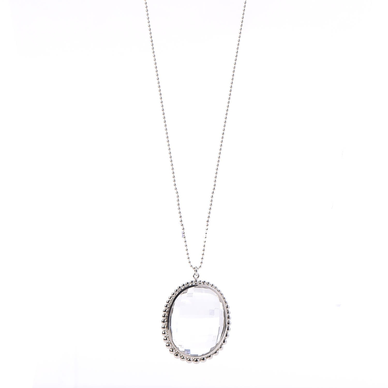 Tiffany Sterling Silver Crystal Ziegfeld Oval Pendant Necklace 1 of 9