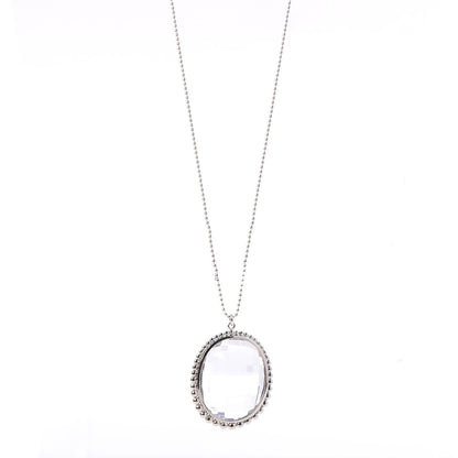 Tiffany Sterling Silver Crystal Ziegfeld Oval Pendant Necklace 1 of 9