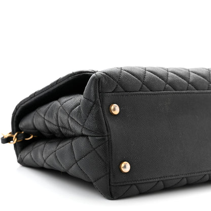 Chanel Caviar Elaphe Quilted Small Coco Handle Flap Black 9 of 13