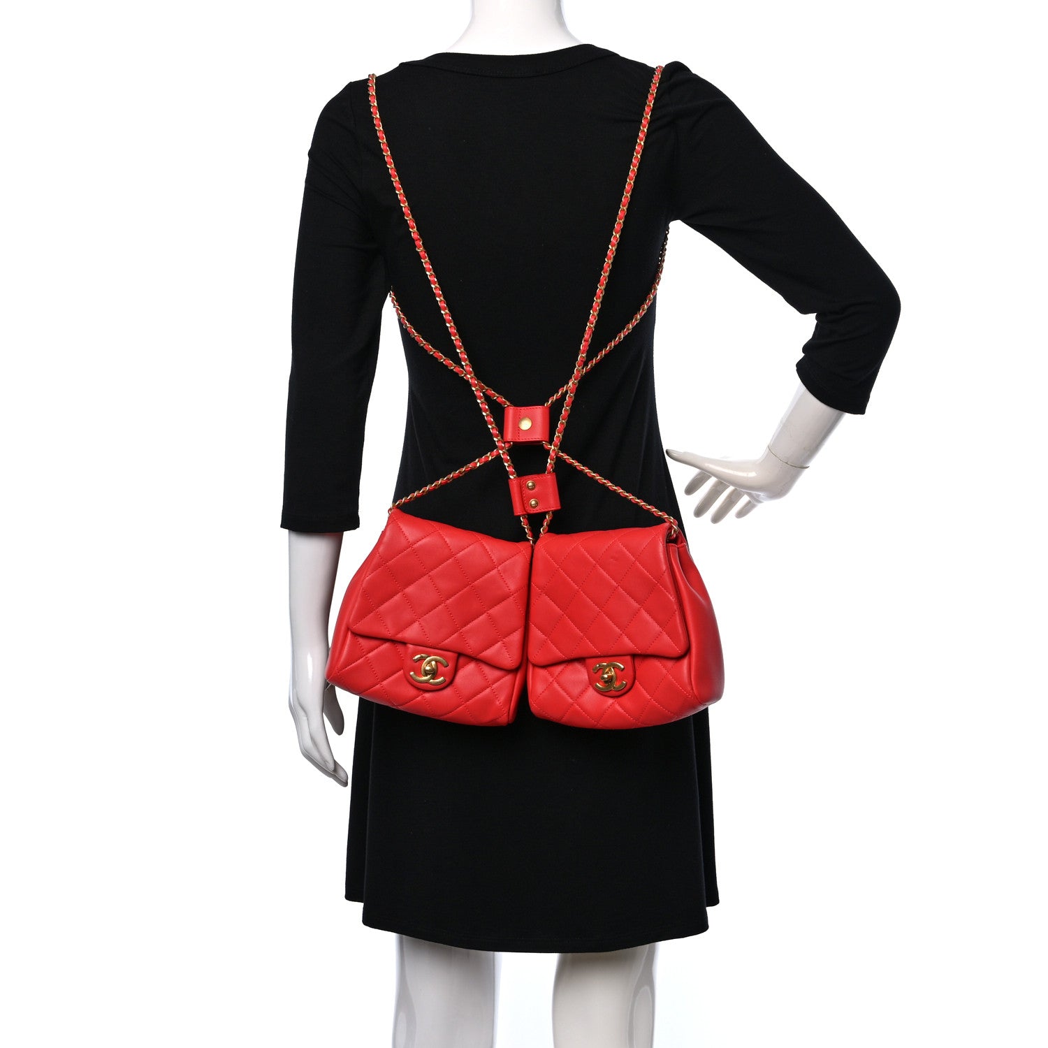 Chanel Lambskin Quilted Side-Packs Red 2 of 14