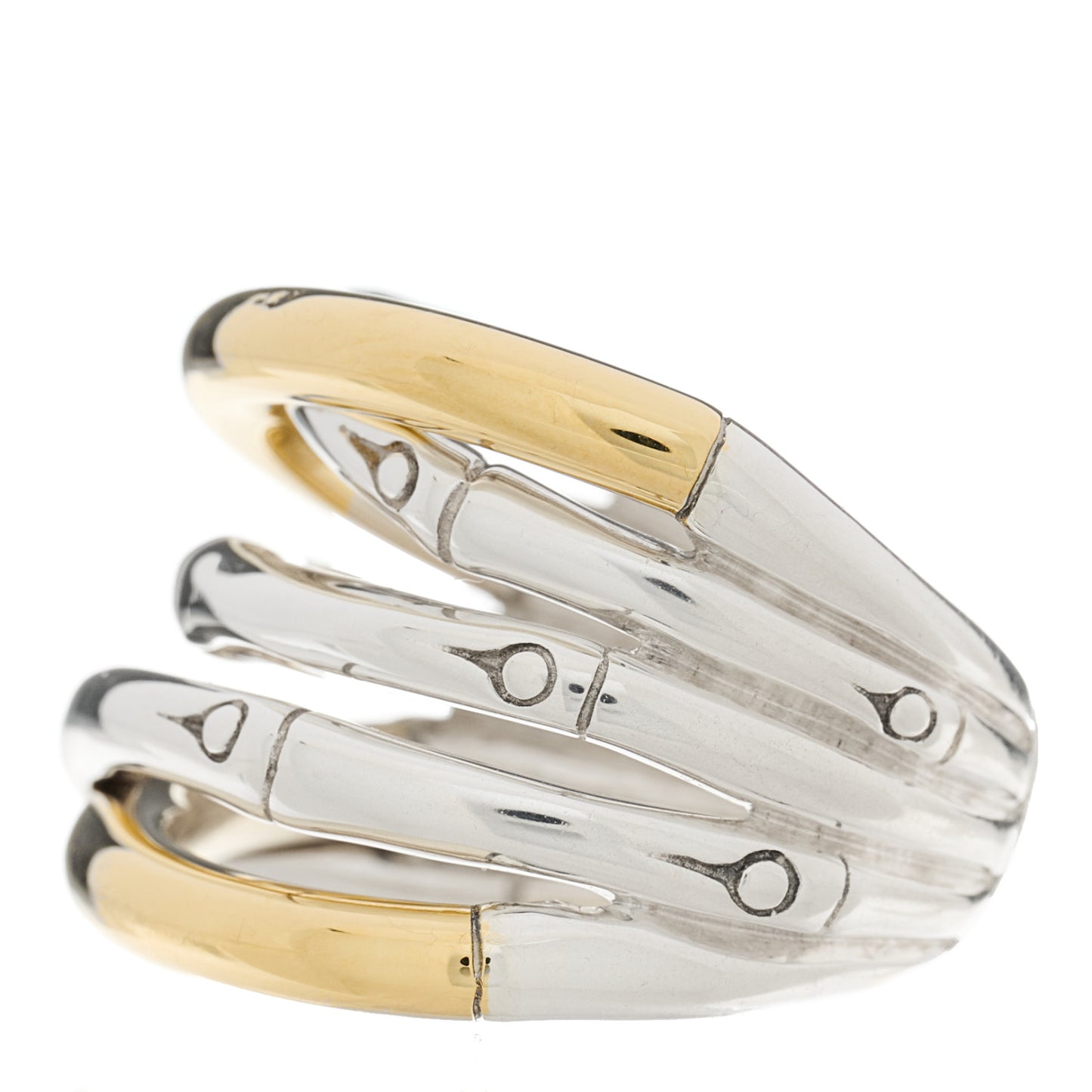 Sterling Silver 18K Yellow Gold Crossover 5 Row Bamboo Ring 55 7.25