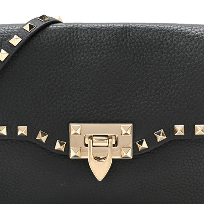 Valentino Garavani Pebbled Calfskin Medium Rockstud Flip Lock Crossbody Bag Black 8 of 10