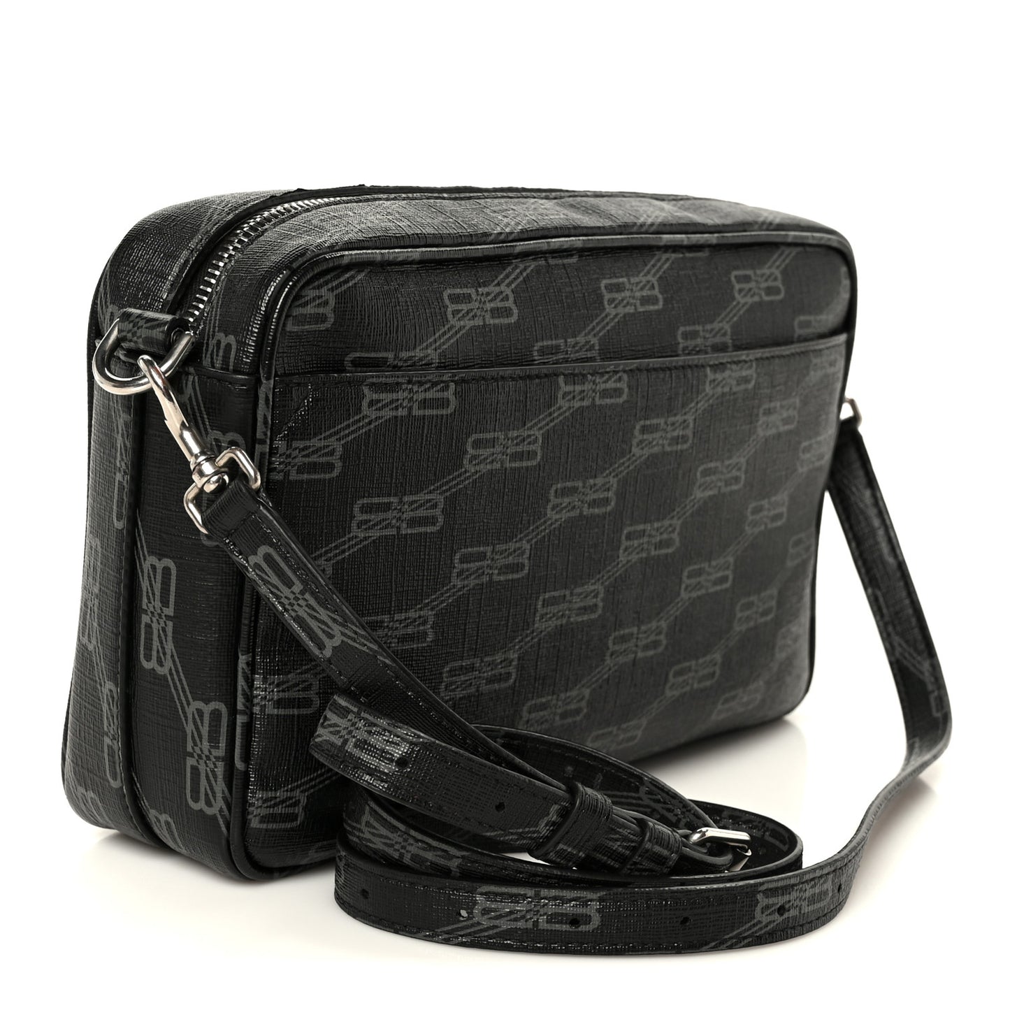 Coated Canvas BB Monogram Medium Signature Camera Bag Black Grey