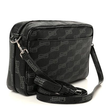 Balenciaga Coated Canvas BB Monogram Medium Signature Camera Bag Black Grey 3 of 13