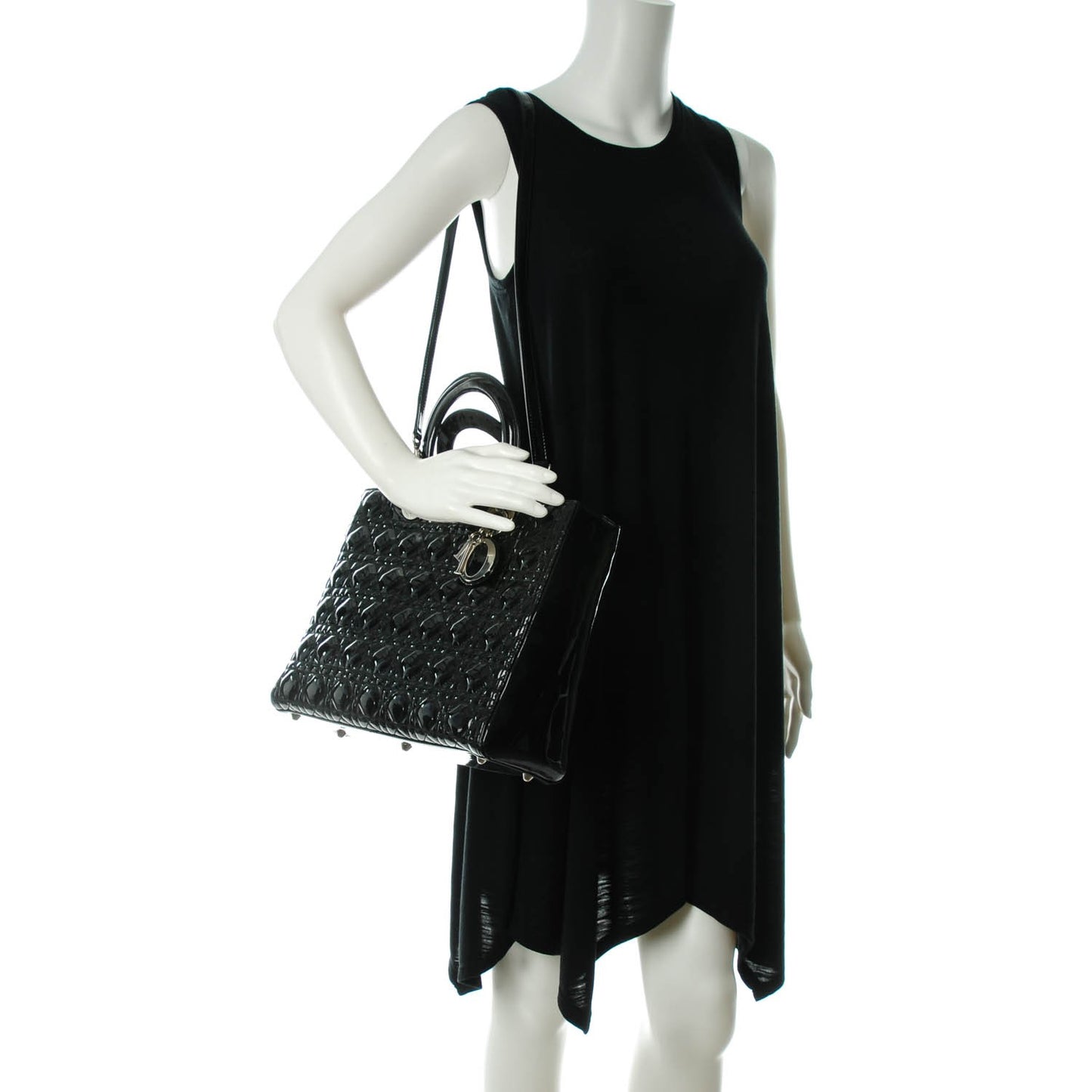 Patent Cannage Large Lady Dior Black