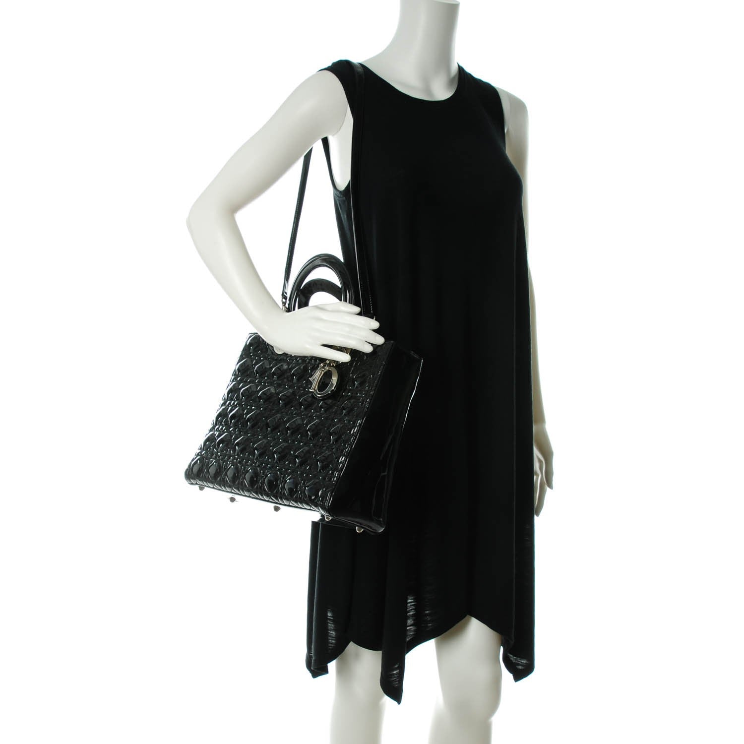 Christian Dior Patent Cannage Large Lady Dior Black 2 of 7