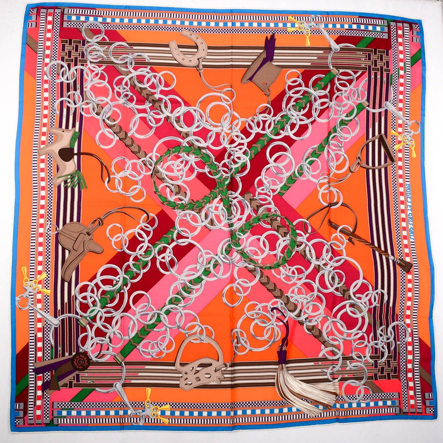 Cashmere Silk Brides Et Gris Shawl 140 Orange Bordeaux Vert