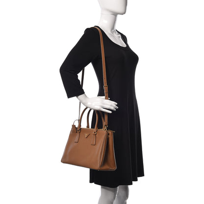 Prada Saffiano Small Galleria Double Zip Tote Caramel 2 of 9