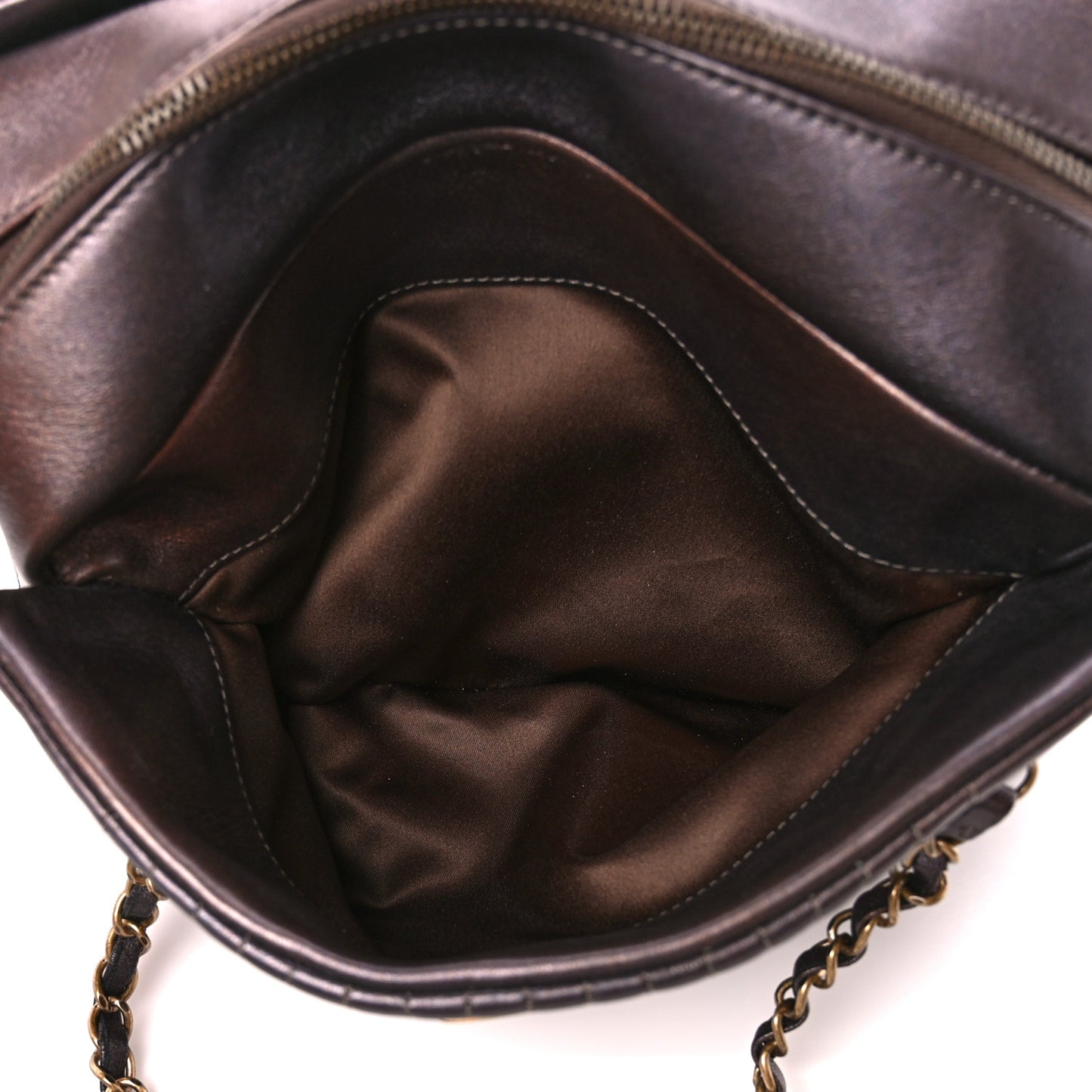 Metallic Lambskin Paris Shanghai Quilted Tote Kahki