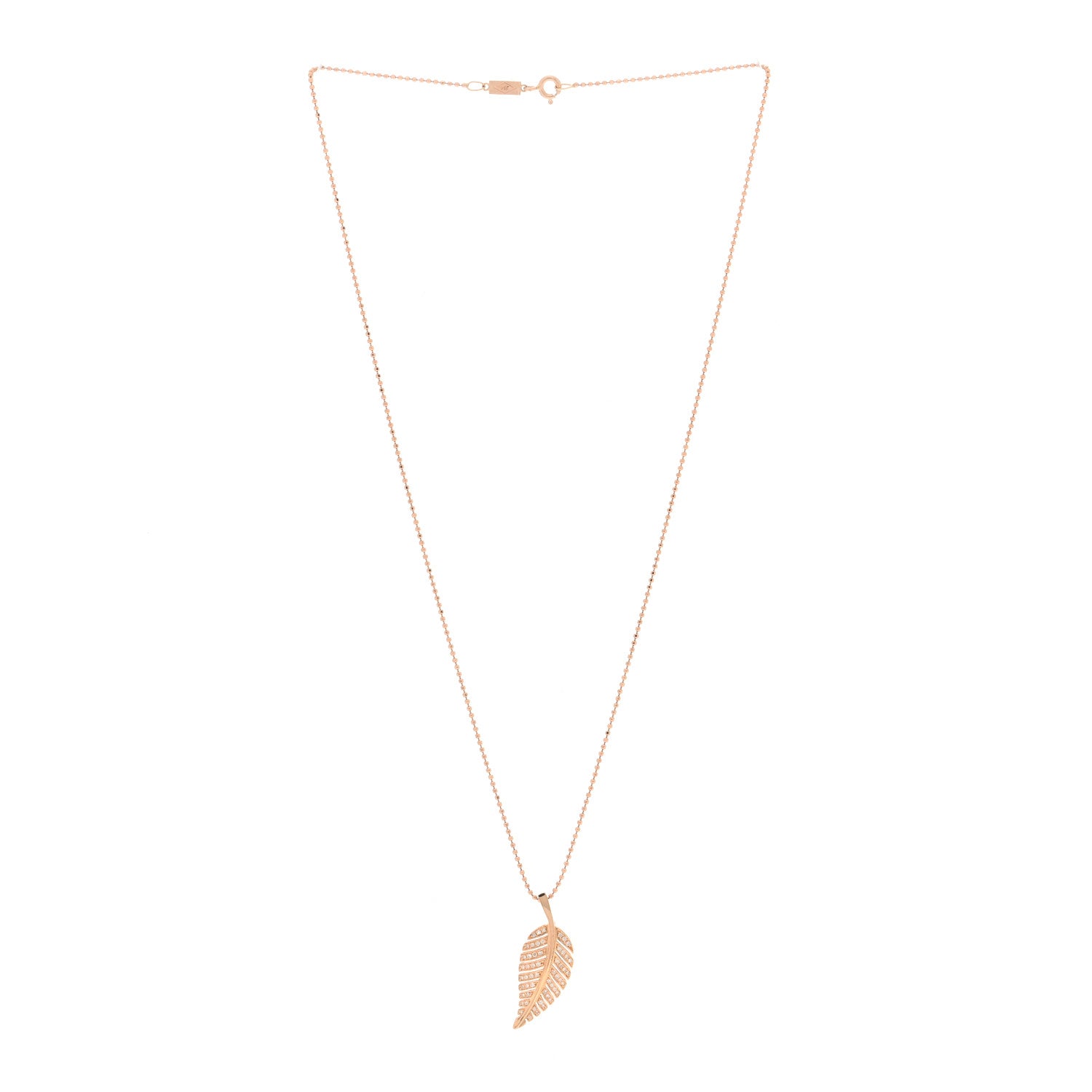 Jennifer Meyer 18K Rose Gold Diamond Small Leaf Pendant Necklace 3 of 4