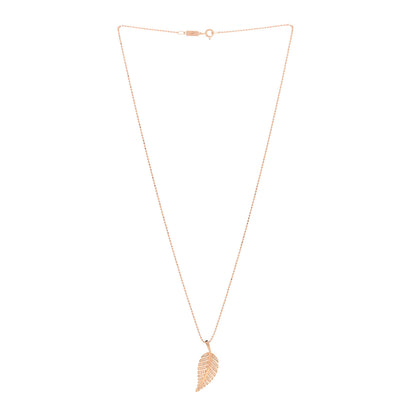 Jennifer Meyer 18K Rose Gold Diamond Small Leaf Pendant Necklace 3 of 4