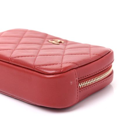 Chanel Lambskin Quilted Small Curvy Pouch Cosmetic Case Red 6 of 9