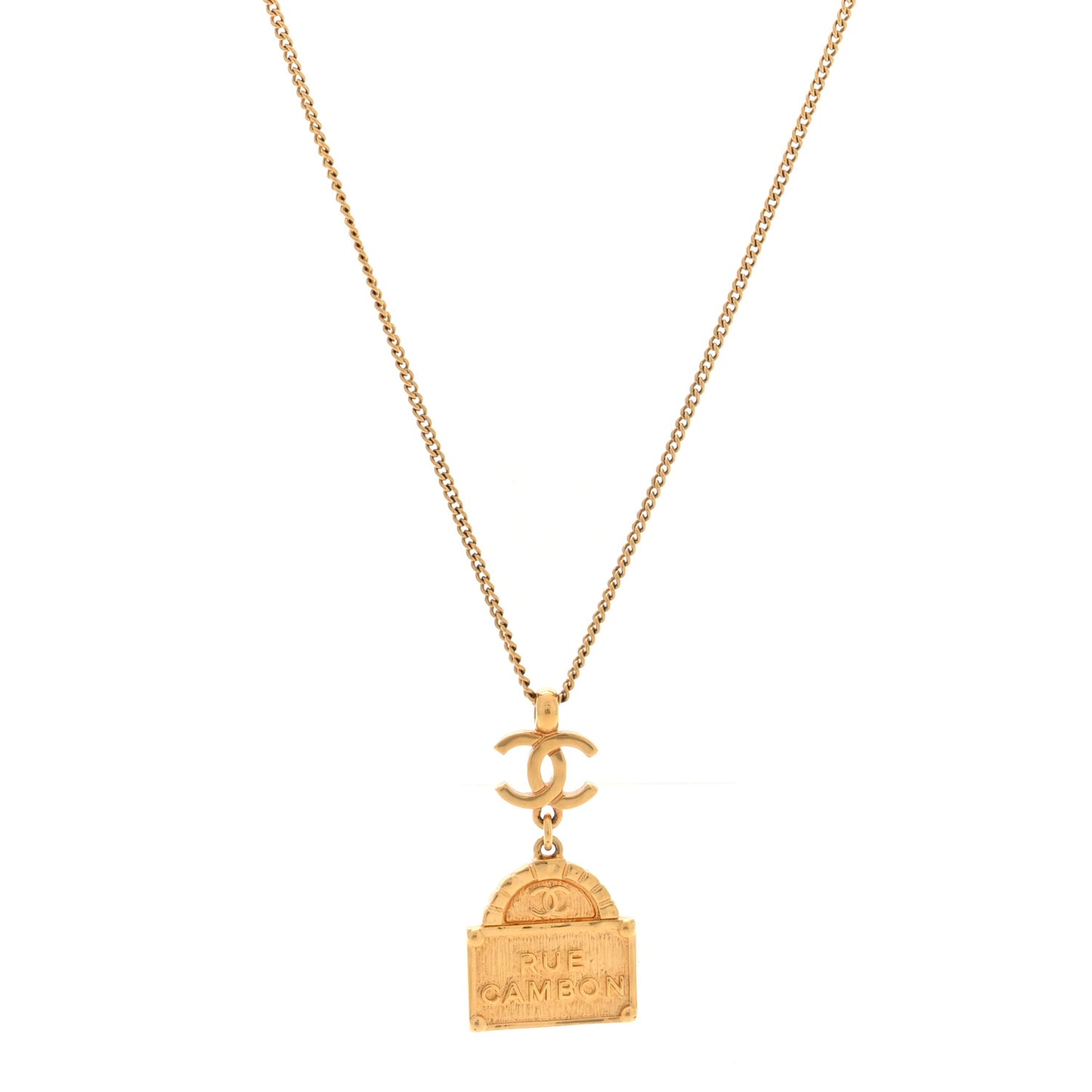Metal CC Rue Cambon Necklace Gold