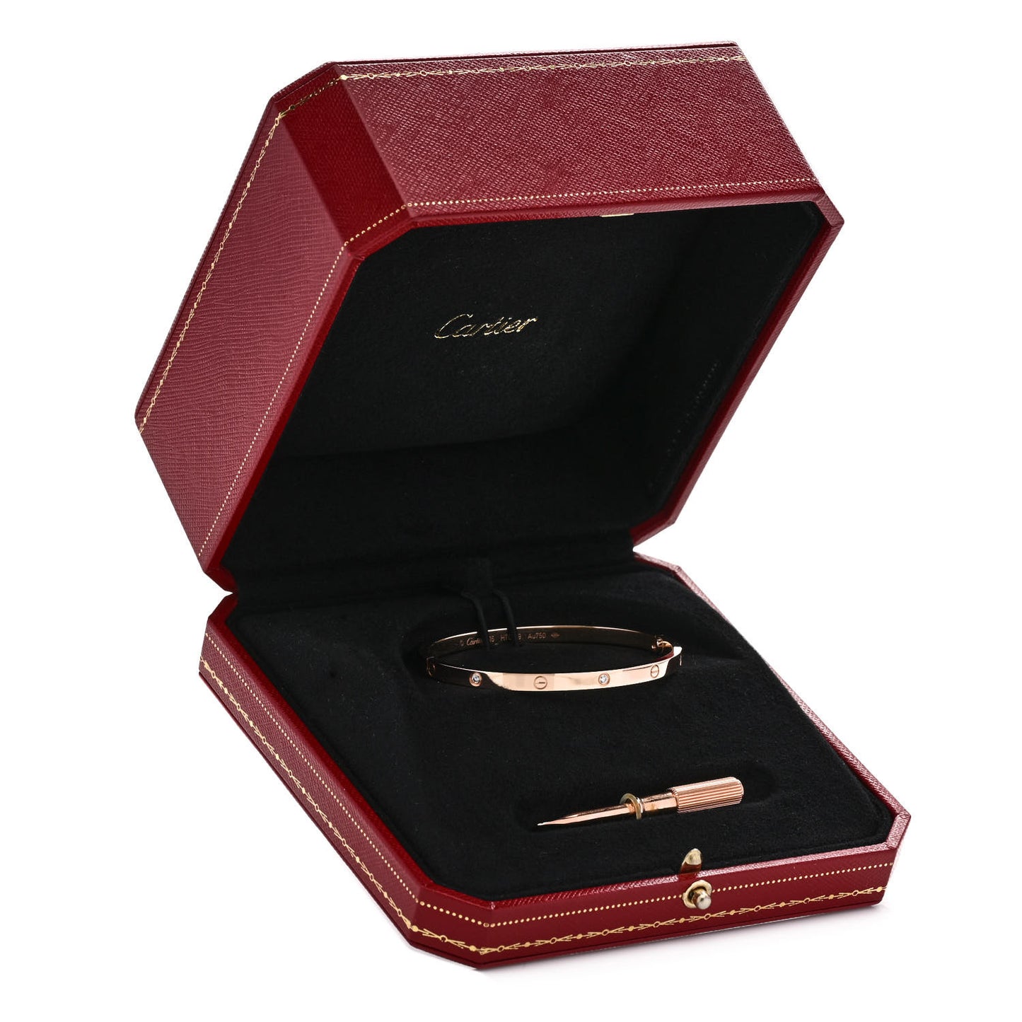 18K Pink Gold 6 Diamond Small LOVE Bracelet 16