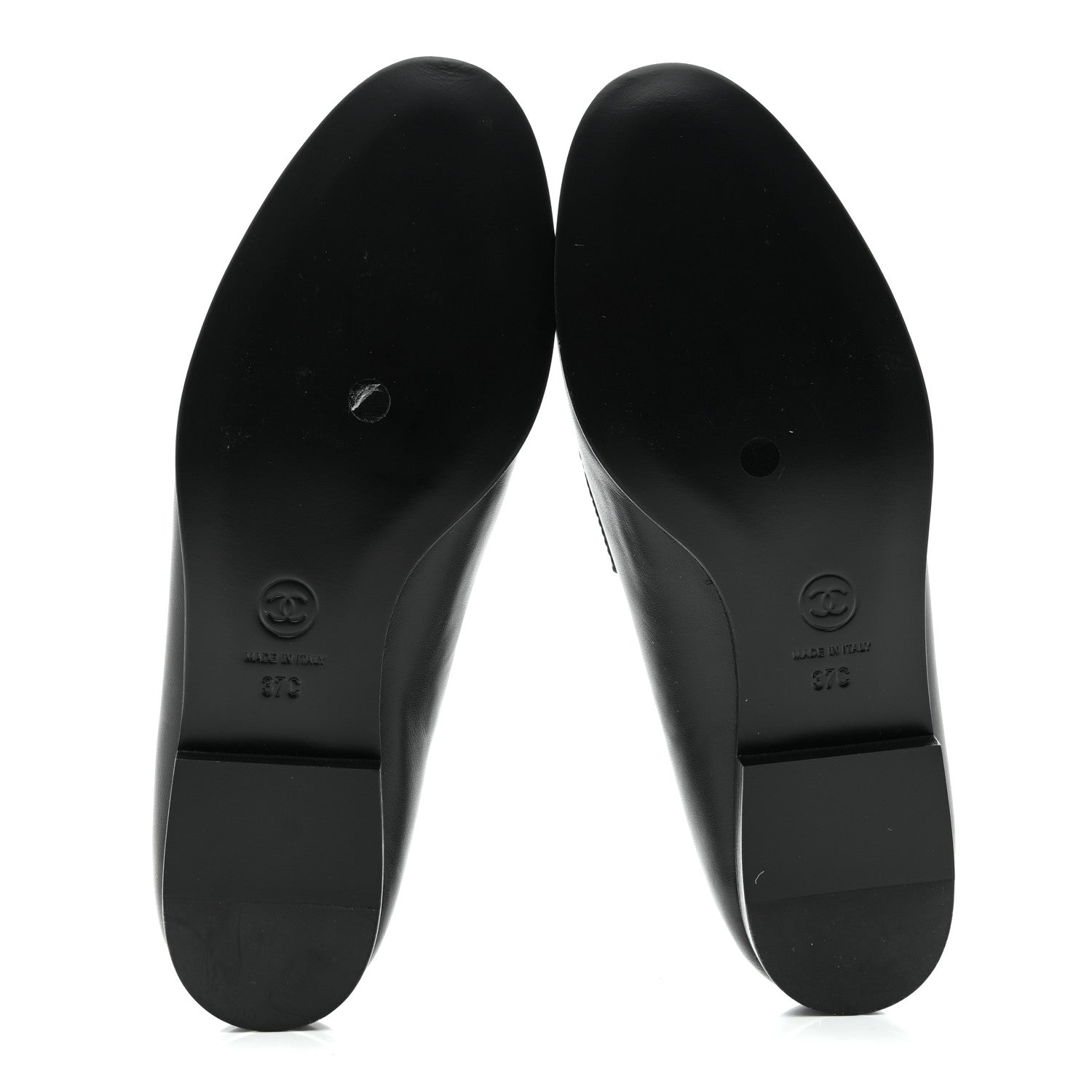 Chanel Lambskin Enamel CC Moccasin Loafers 37 Black 6 of 9