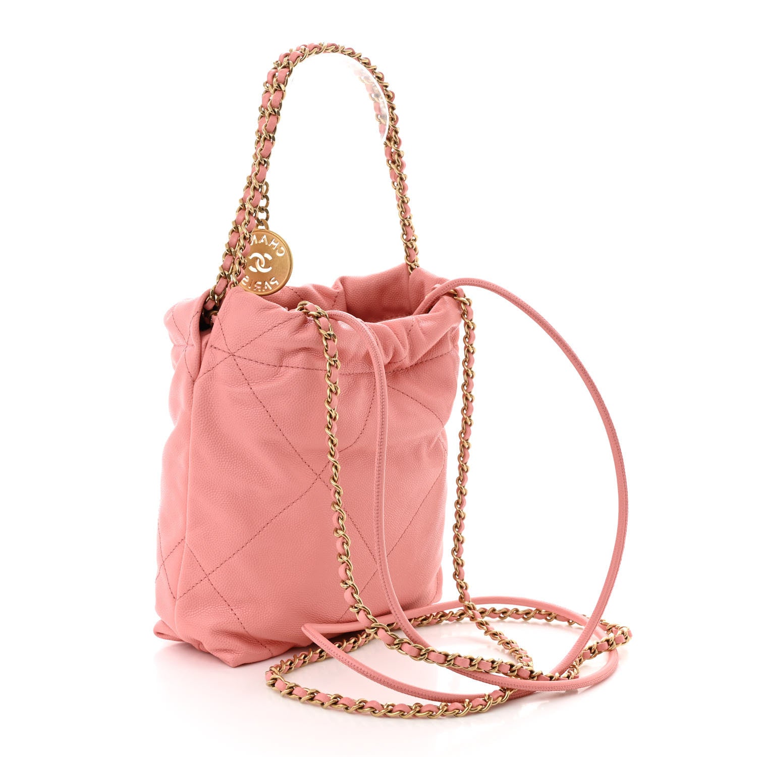 Chanel Shiny Caviar Quilted Mini Chanel 22 Coral 3 of 10