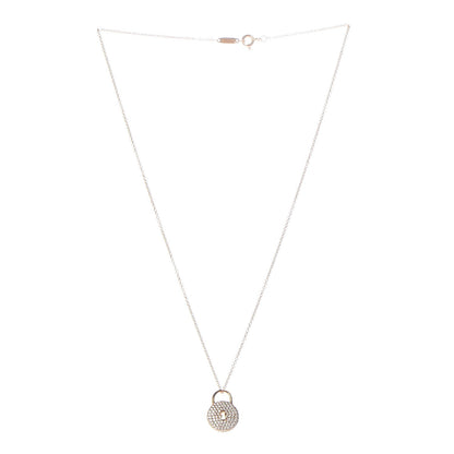 Tiffany 18K Rose Gold Diamond Lock Pendant Necklace 3 of 8