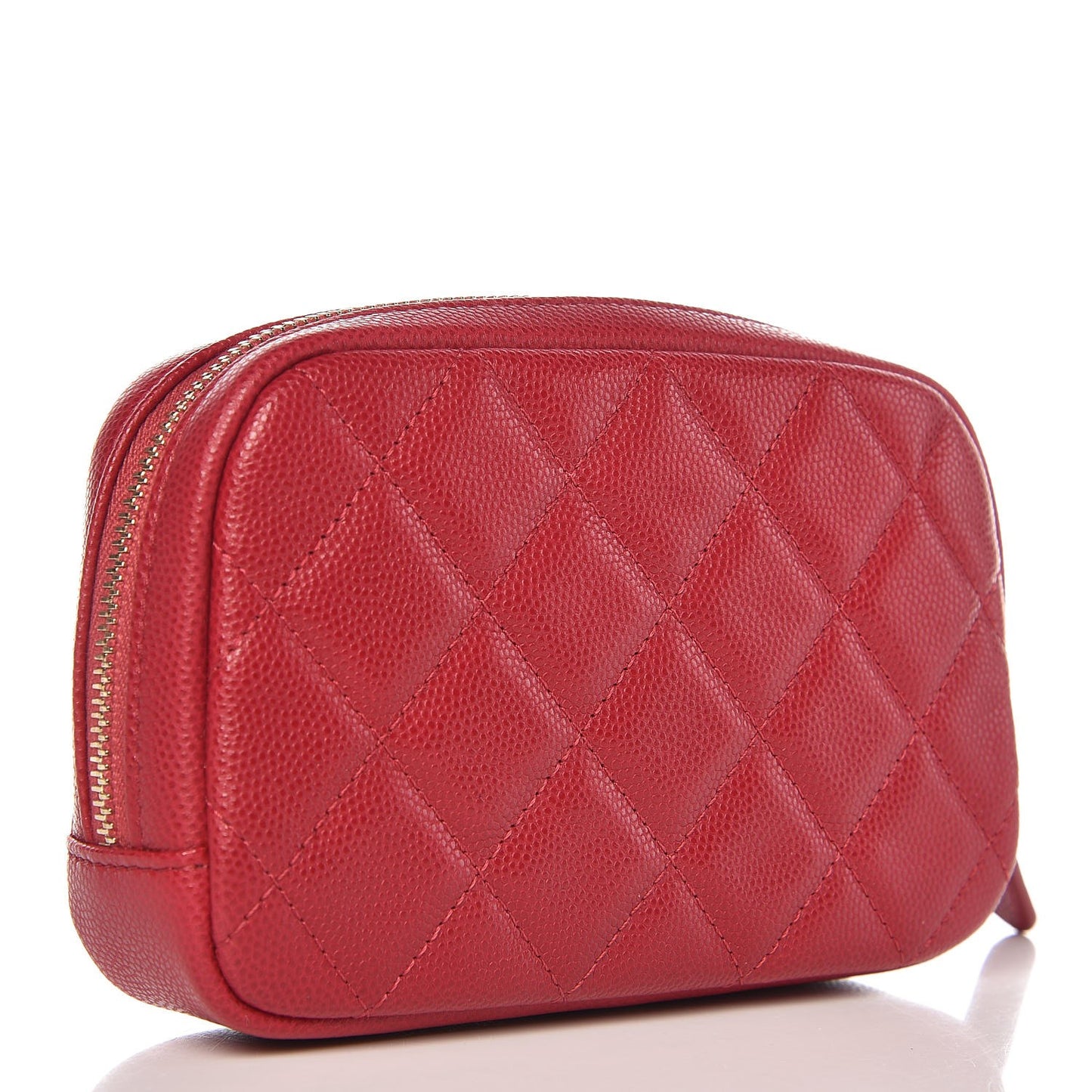 Caviar Quilted Small Curvy Pouch Cosmetic Case Dark Pink