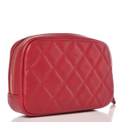 Chanel Caviar Quilted Small Curvy Pouch Cosmetic Case Dark Pink 3 of 8