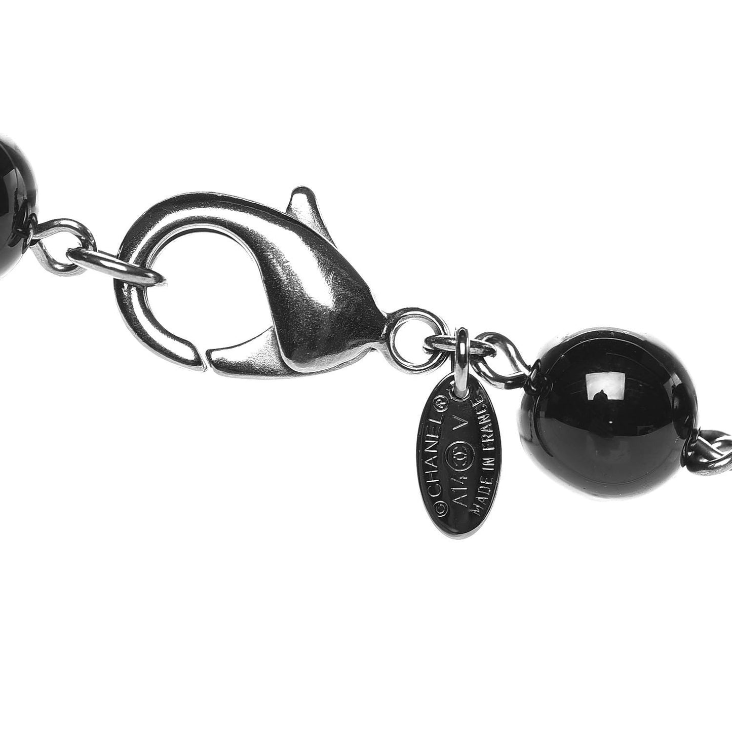 Ruthenium Beaded CC Long Necklace Black