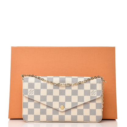 Louis Vuitton Damier Azur Pochette Felicie Chain Wallet Rose Ballerine 9 of 9