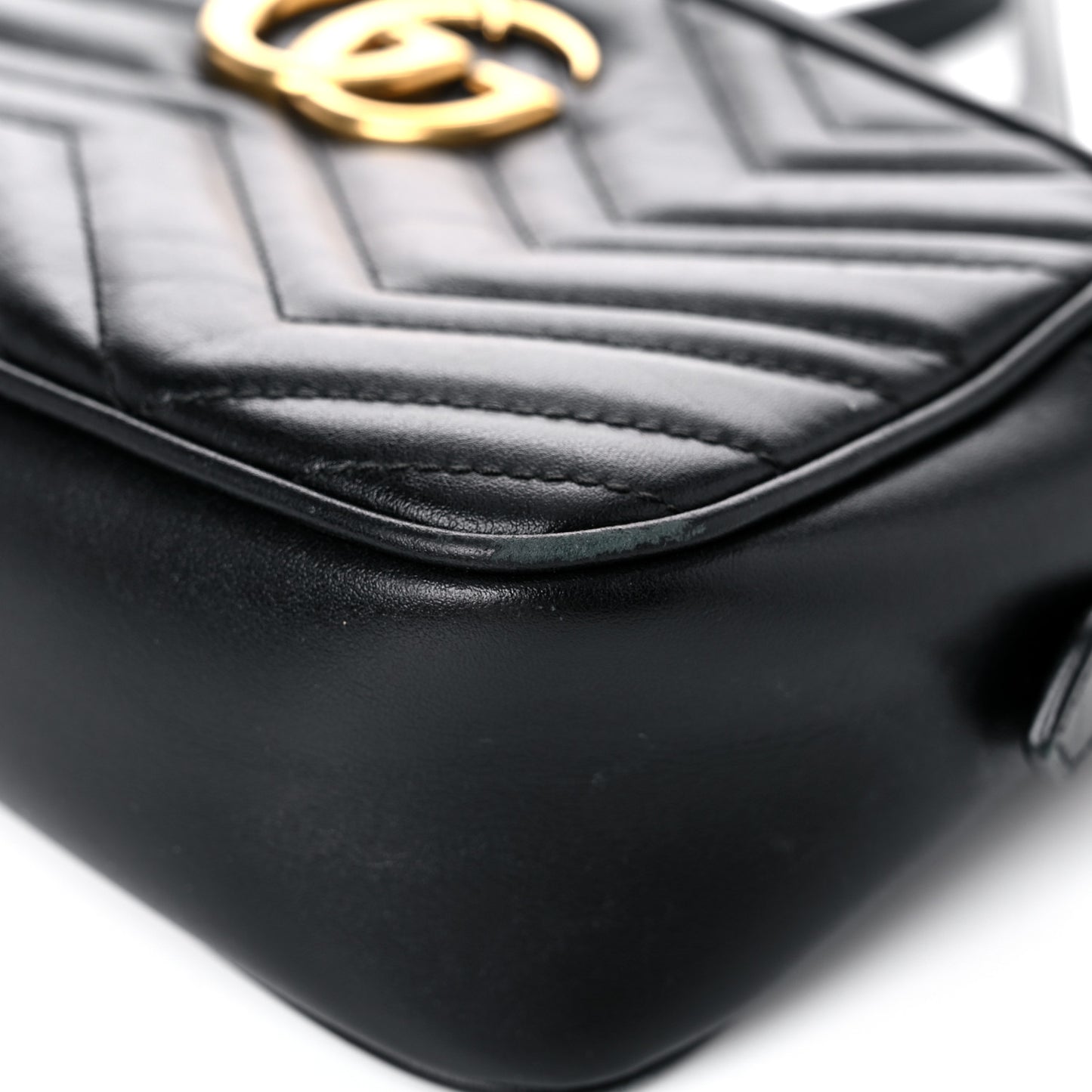 Calfskin Matelasse Small GG Marmont Chain Shoulder Bag Black