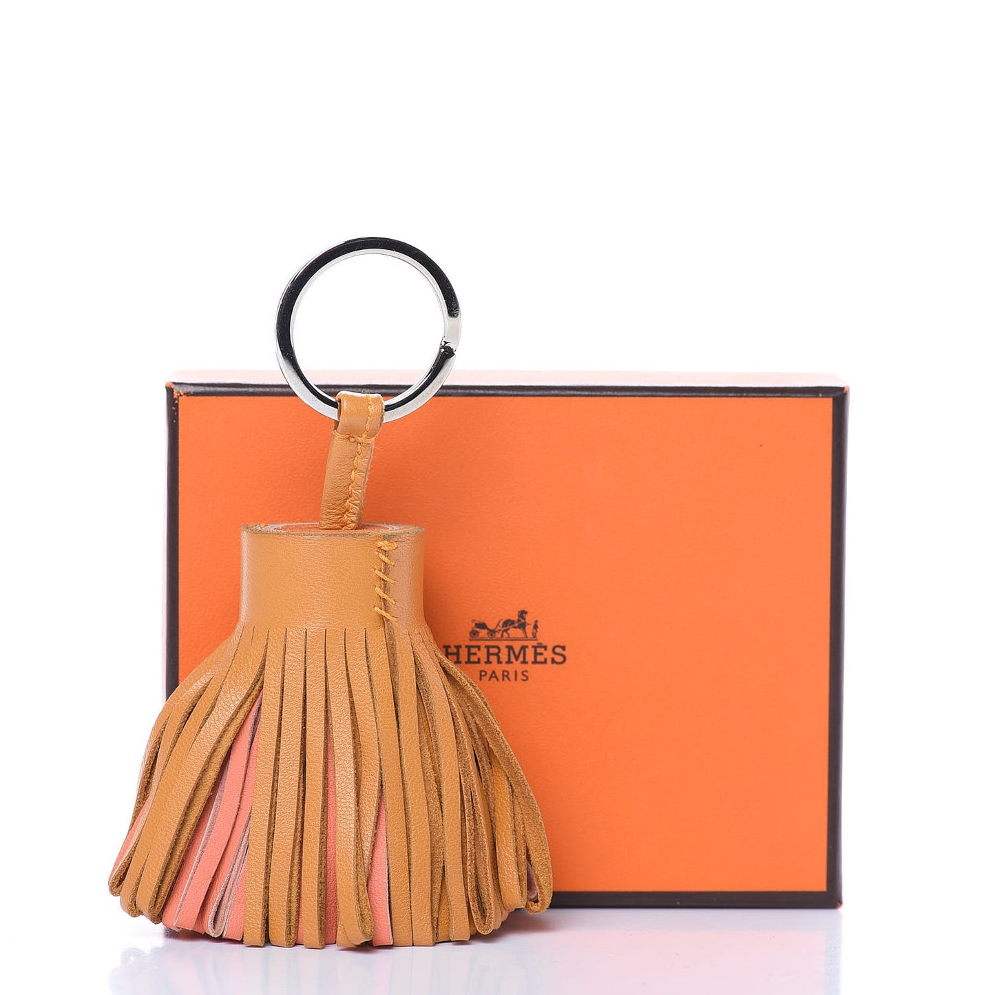 Lambskin Carmen Tassel Key Holder Jaune D'Or Crevette Orange