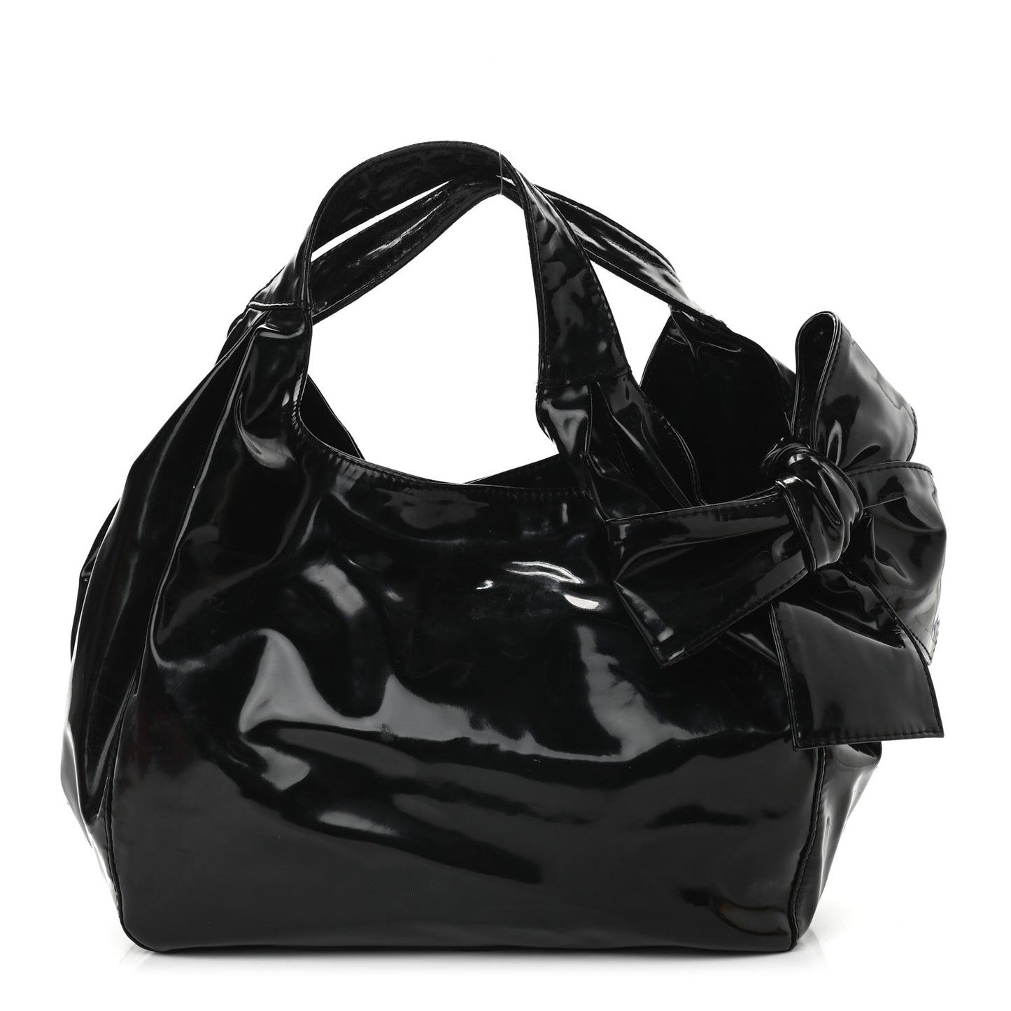 Patent Lacca Small Nuage Bow Hobo Black