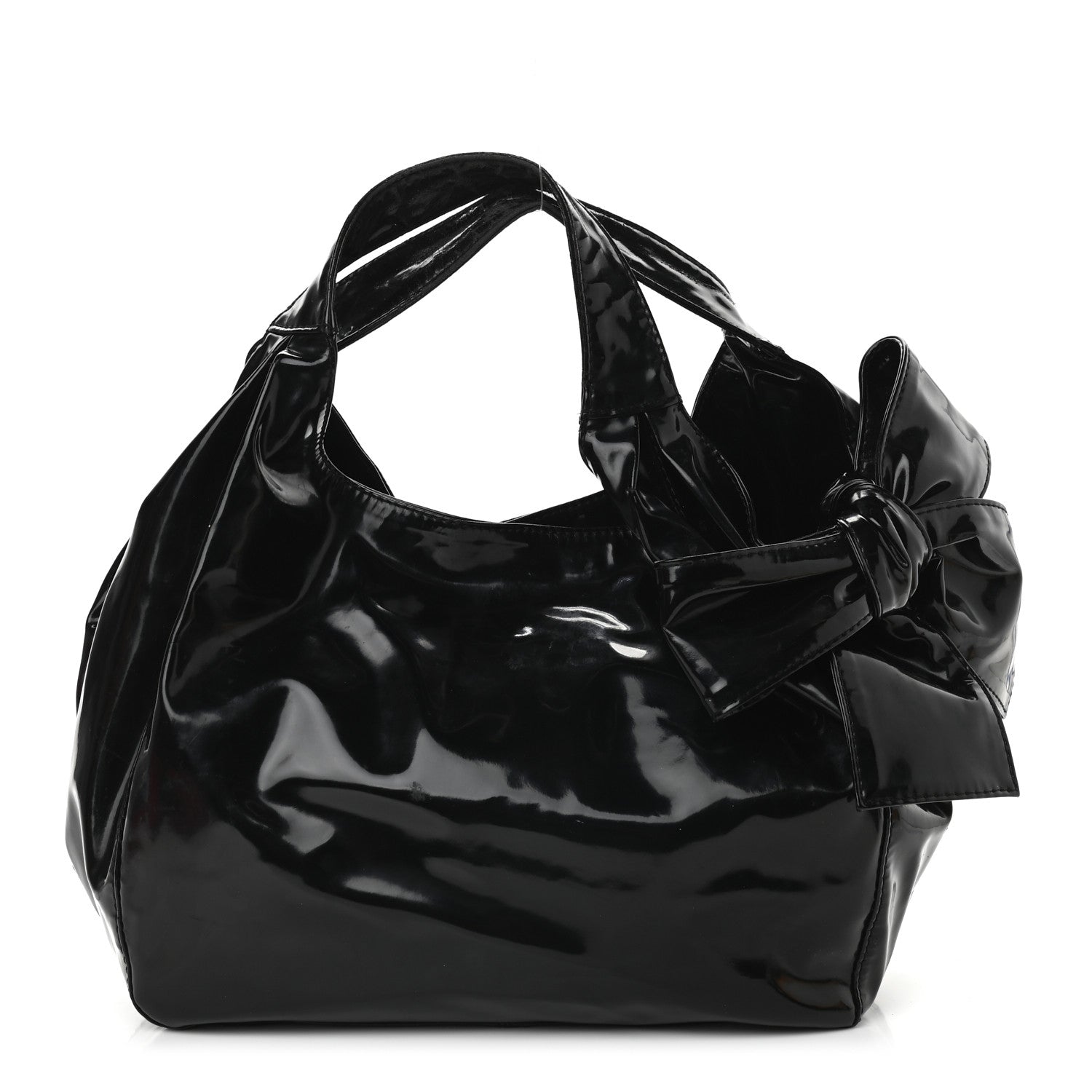 Valentino Garavani Patent Lacca Small Nuage Bow Hobo Black 1 of 17