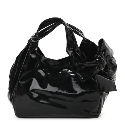 Valentino Garavani Patent Lacca Small Nuage Bow Hobo Black 1 of 17
