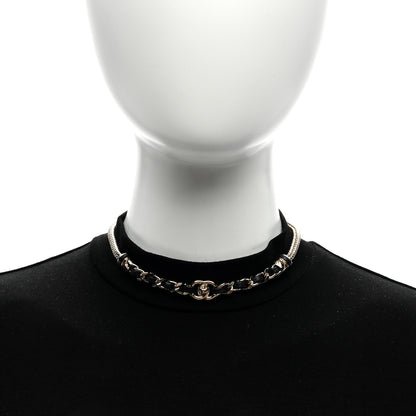 Chanel Metal Lambskin CC Turnlock Choker Necklace Black Gold 2 of 4