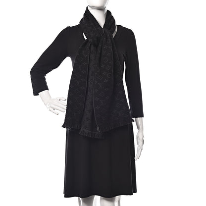 Louis Vuitton Wool Monogram Classic Scarf Black 2 of 4