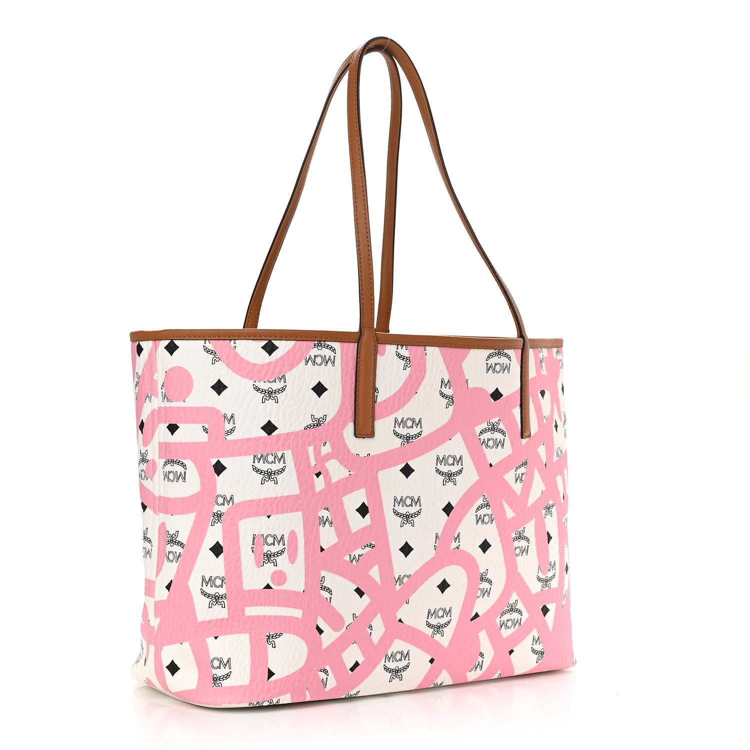 MCM X Eddie Kang Visetos Medium Reversible Shopper Tote White 4 of 18