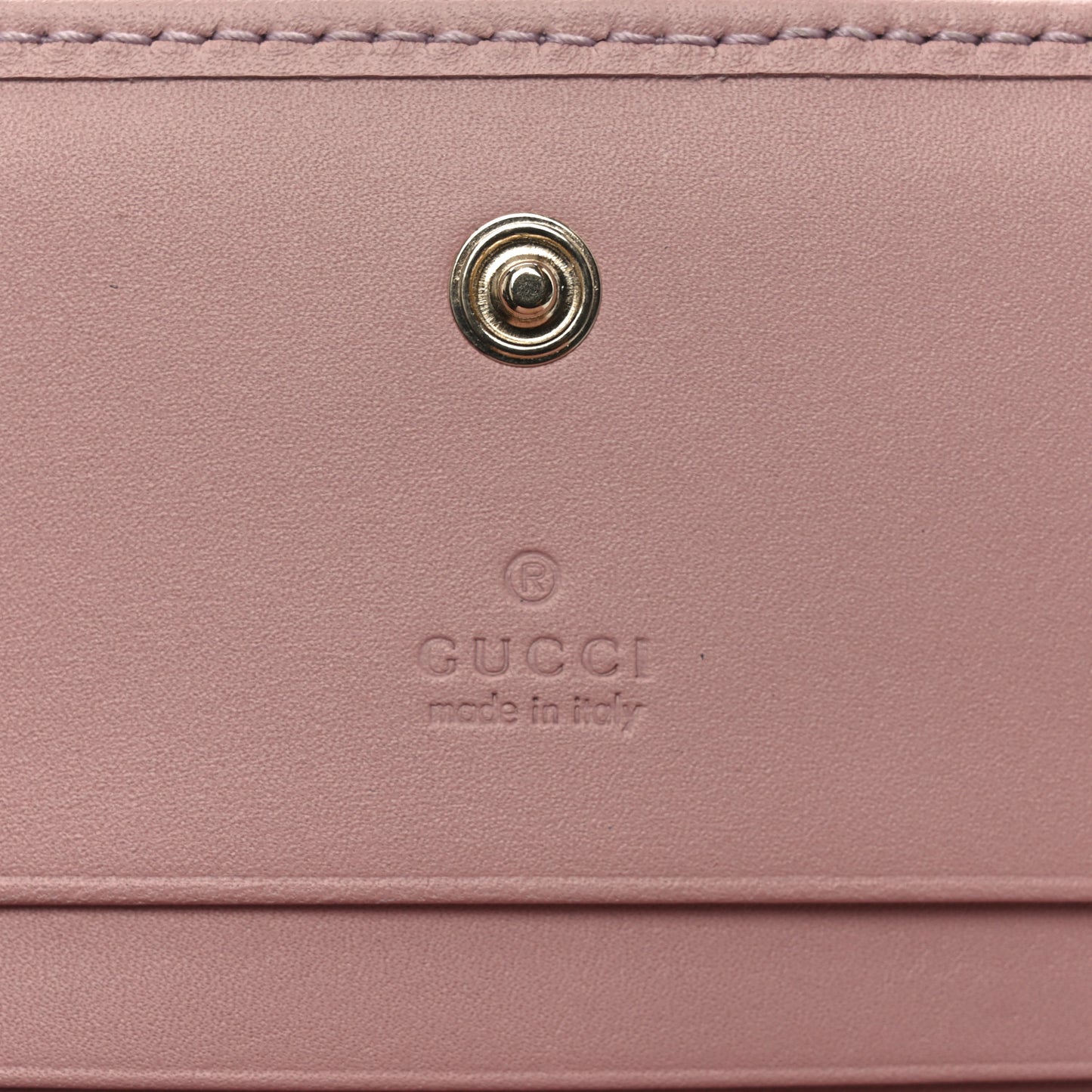 GG Supreme Monogram Textured Calfskin Emblem Mini Wallet Light Pink