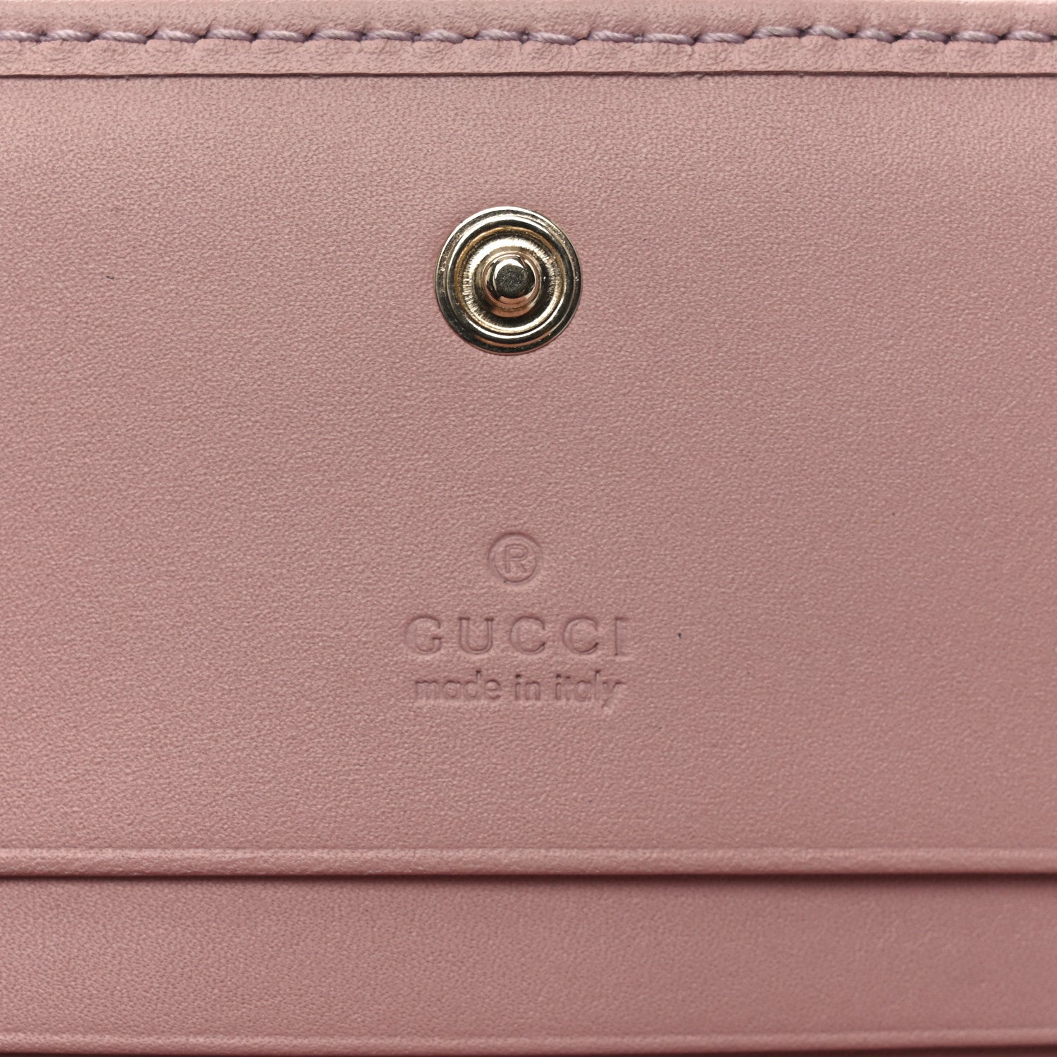Gucci GG Supreme Monogram Textured Calfskin Emblem Mini Wallet Light Pink 6 of 7