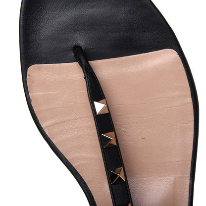 Valentino Garavani Nappa Rockstud Ankle Strap Flat Thong Sandals 38.5 Black 13 of 13