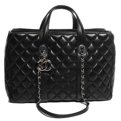 Chanel Lambskin Quilted Large Easy Carry Shopping Tote Black 5 of 9