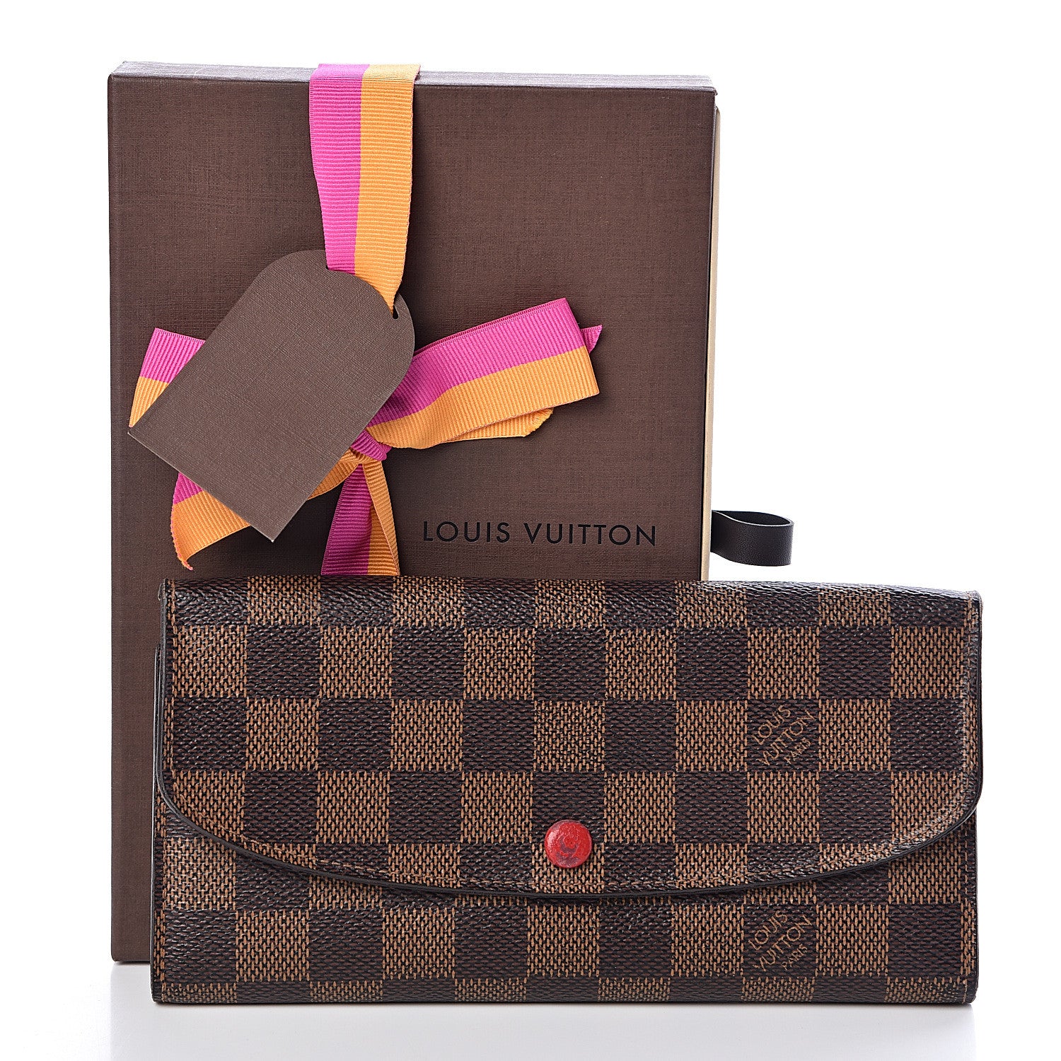 Louis Vuitton Damier Ebene Emilie Wallet Red 13 of 13