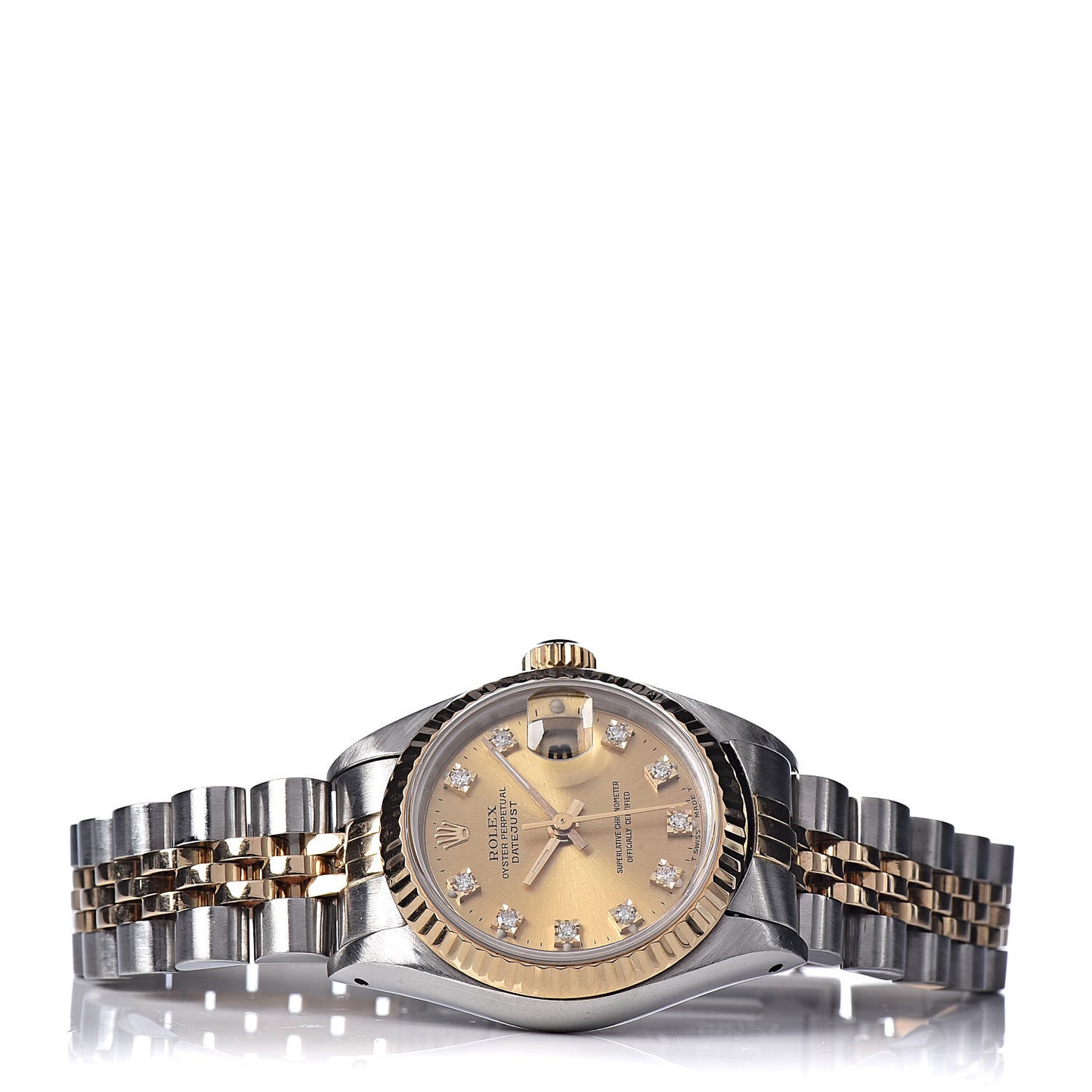 Stainless Steel 18K Yellow Gold Diamond 26mm Oyster Perpetual Datejust Watch Champagne 69163
