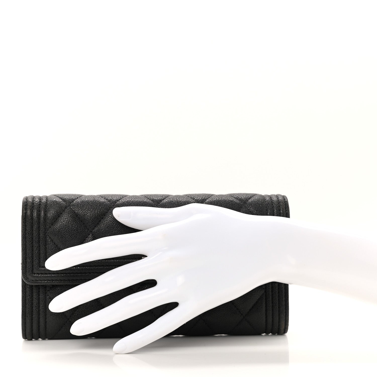 Chanel Metallic Caviar Quilted Boy Flap Wallet Black 2 of 10