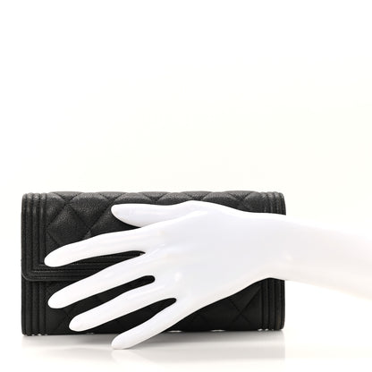 Chanel Metallic Caviar Quilted Boy Flap Wallet Black 2 of 10